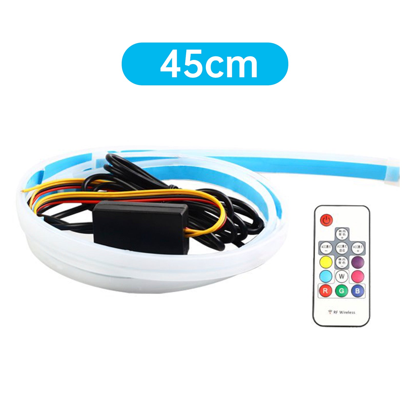 Faro LED ultrafino para coche, tira de ceja clara iridiscente para circulación diurna con control remoto de 45cm