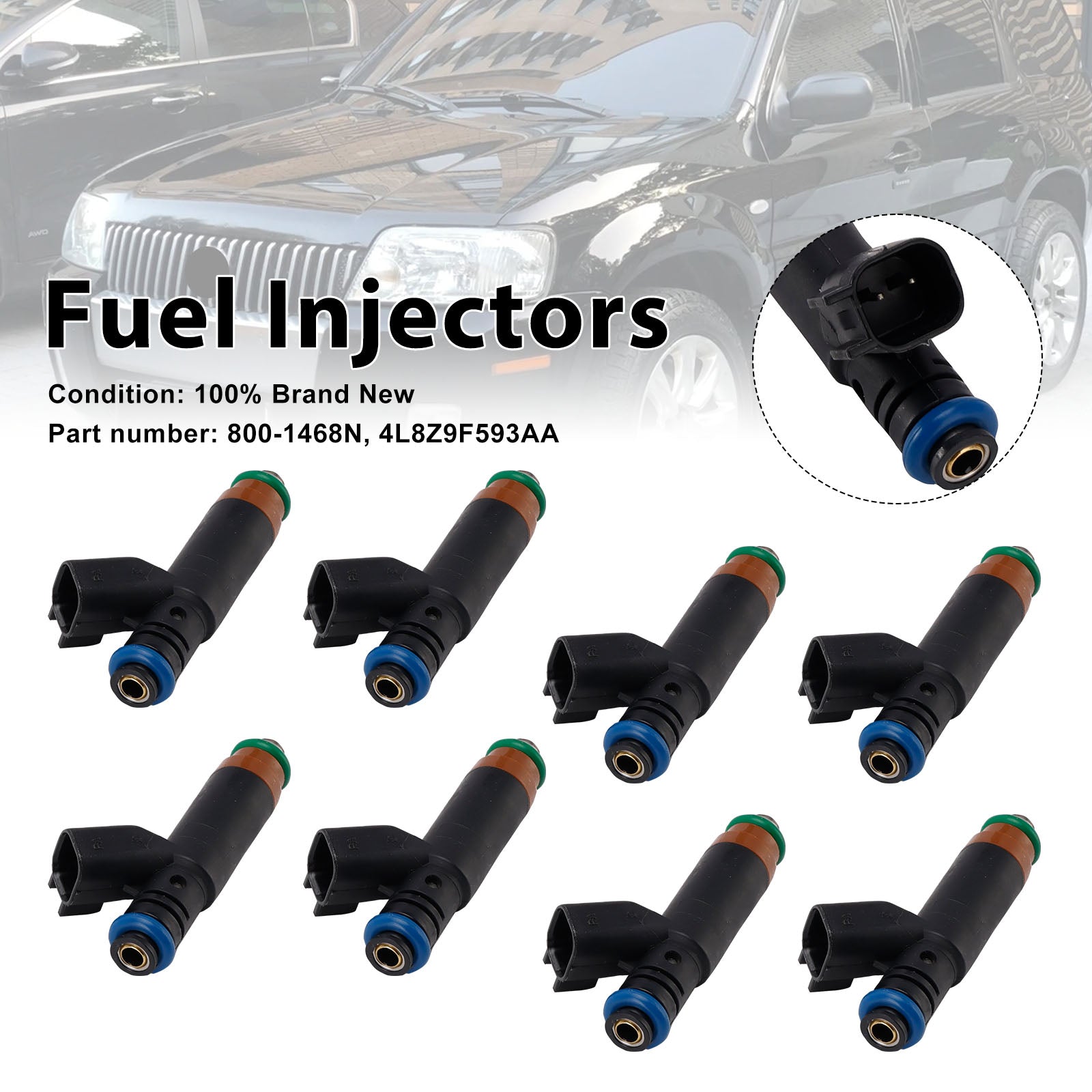 8PC 800-1468N Fuel Injectors 4L8Z9F593AA For Mercury Mariner Ford Explorer