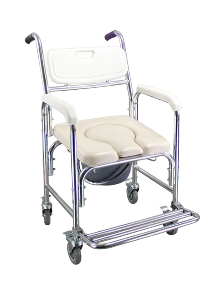 Multifunction Wheeled Mobile Toilet Commode Shower Chair Wheelchair For Elderly