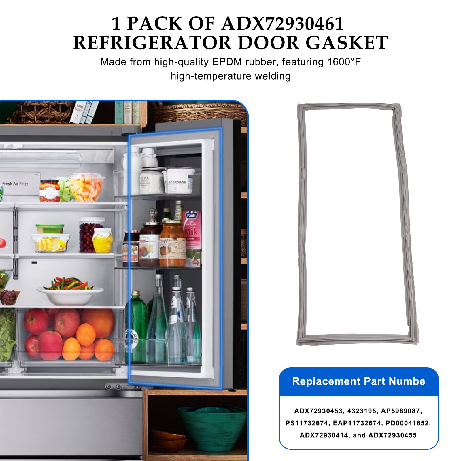 ADX72930461 Refrigerator Door Gasket For LG Refrigerator Right Side ADX72930414