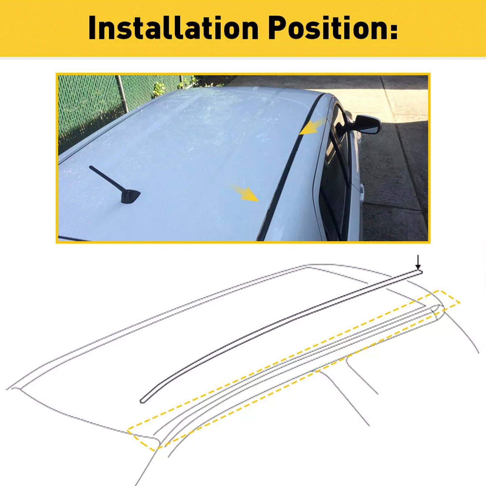 Moldura de techo para Scion xB 2008-2015, 2 piezas, centro izquierdo & Goma del lado derecho