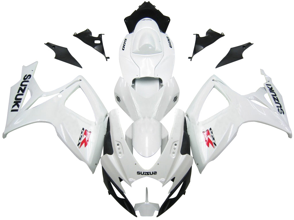 2006-2007 Suzuki GSXR 600 750 White GSXR Racing Fairings Generic