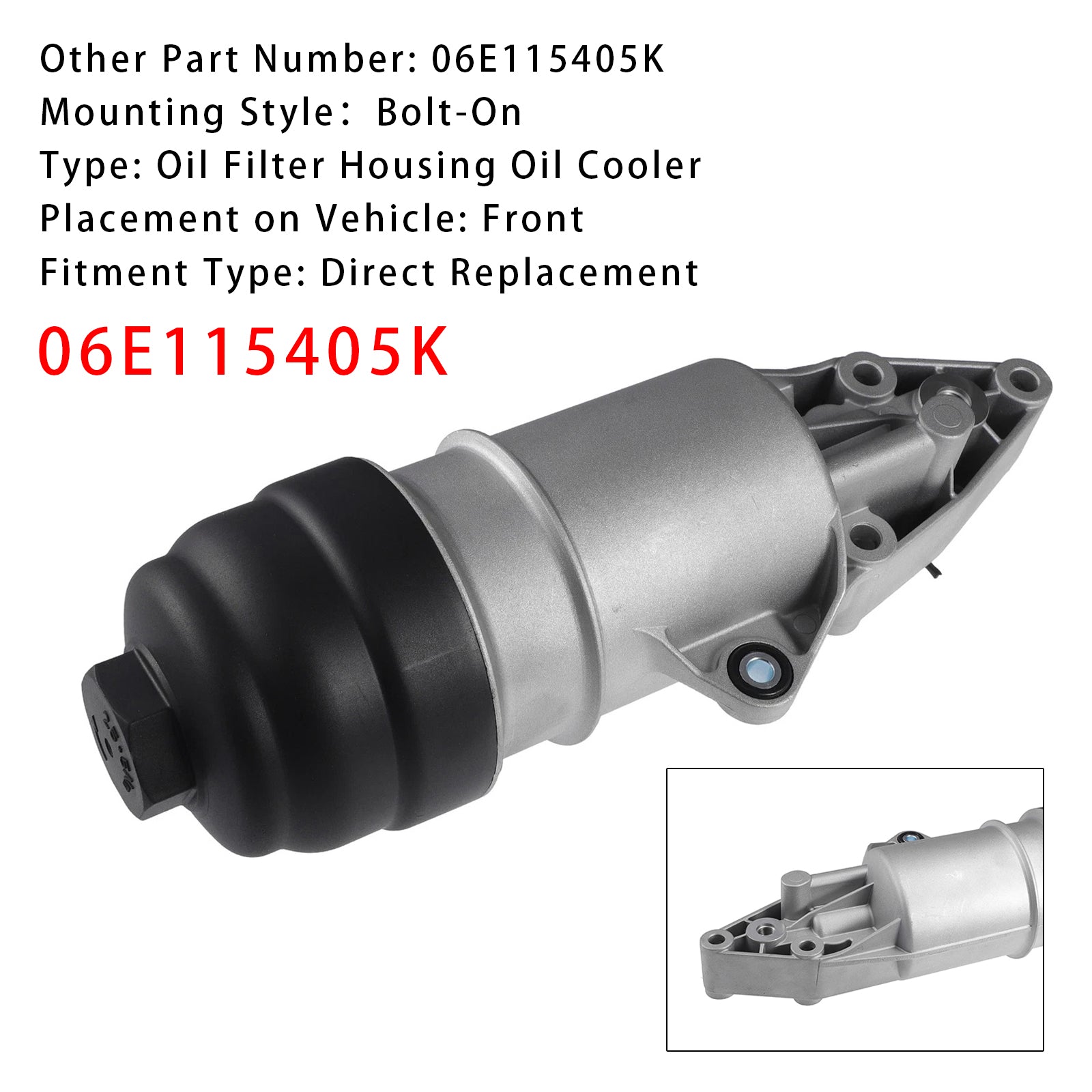 Conjunto de filtro de aceite del enfriador de aceite del motor Audi A5 2008-2010 06E115405K