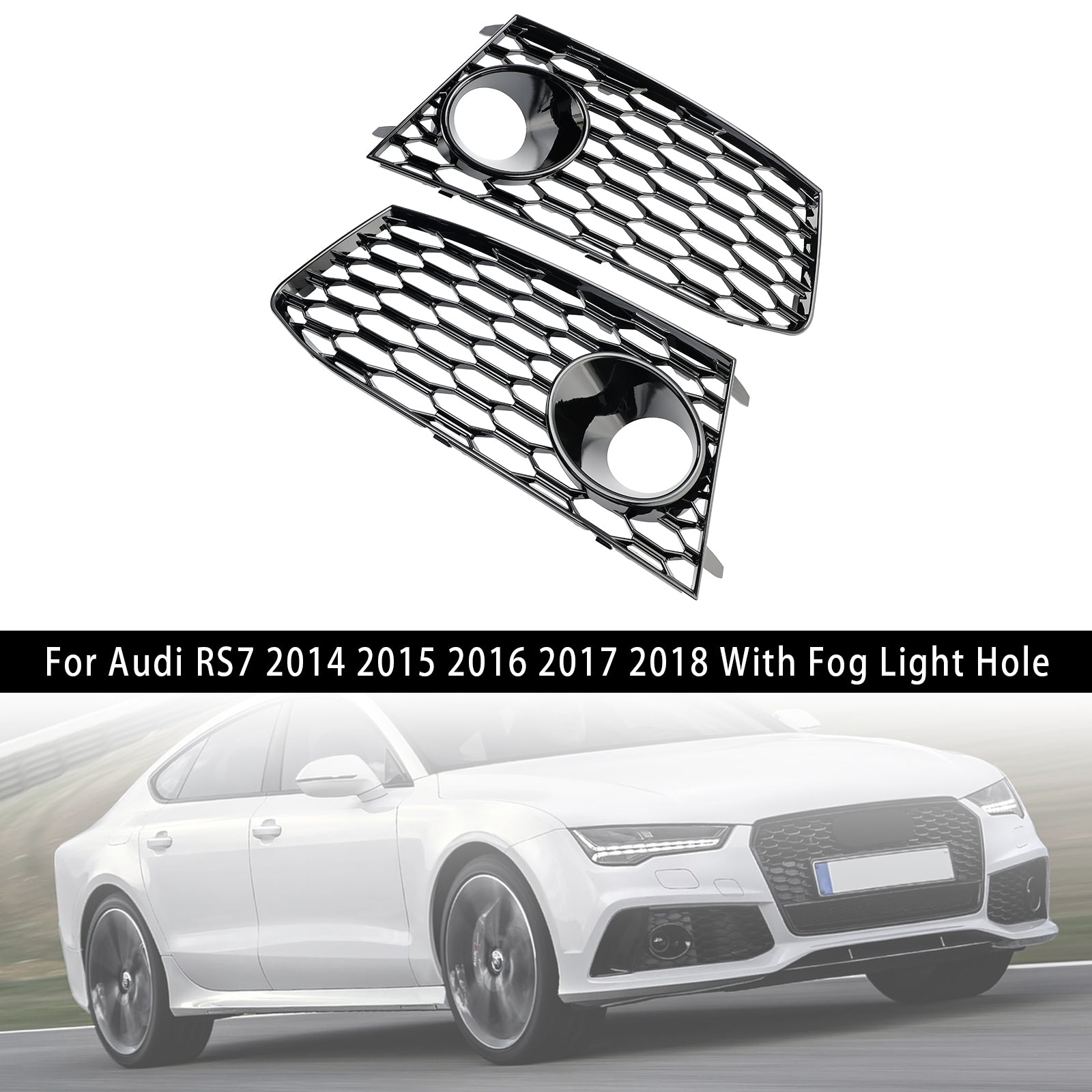 Paire de couvercles de calandre pour pare-choc avant, cadre de lampe antibrouillard, adapté à Audi RS7 2014 – 2018