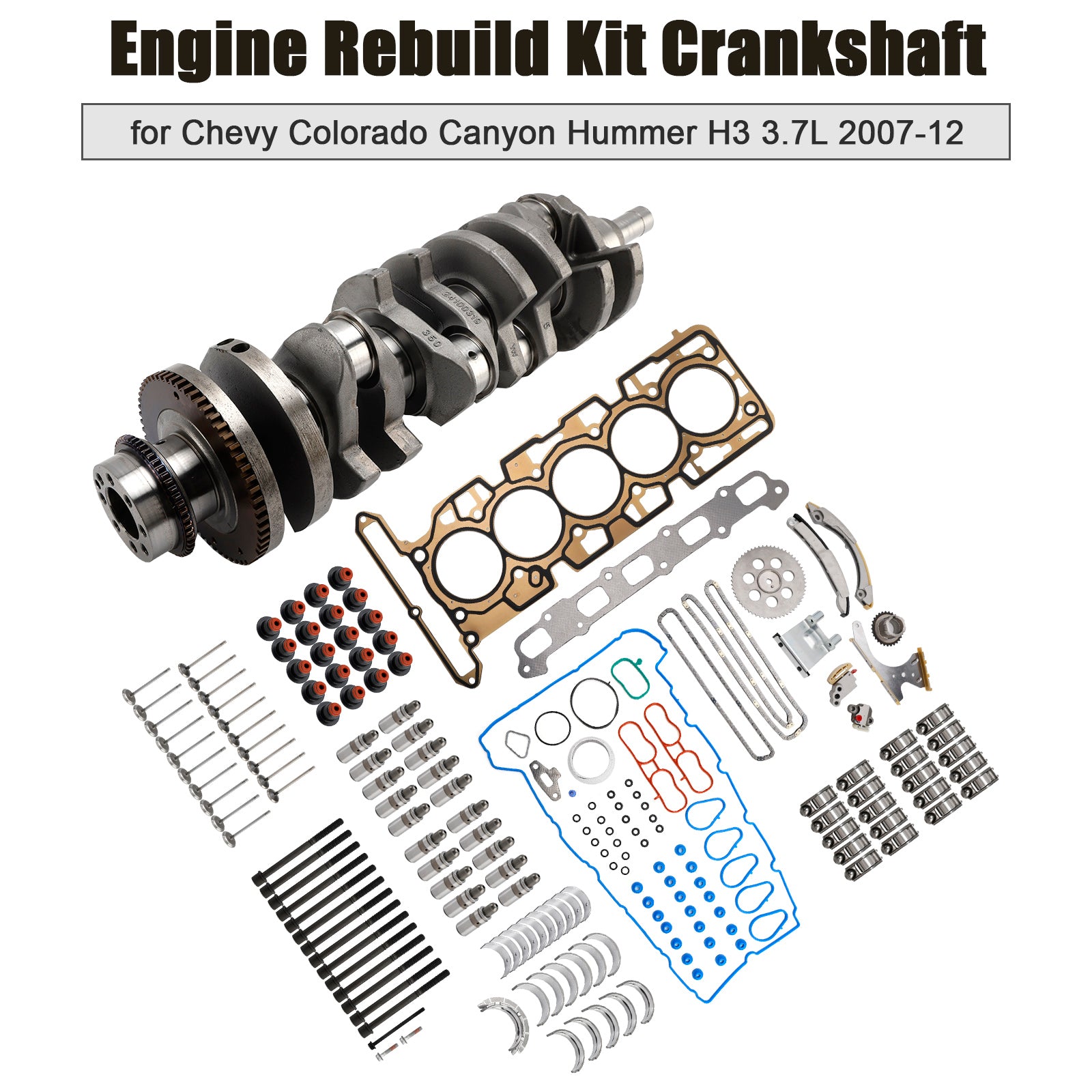 2007-2008 Isuzu I-370 3.7L 3654CC 223CID L5 DOHC Engine Rebuild Kit Crankshaft 89017791 HS26390PT