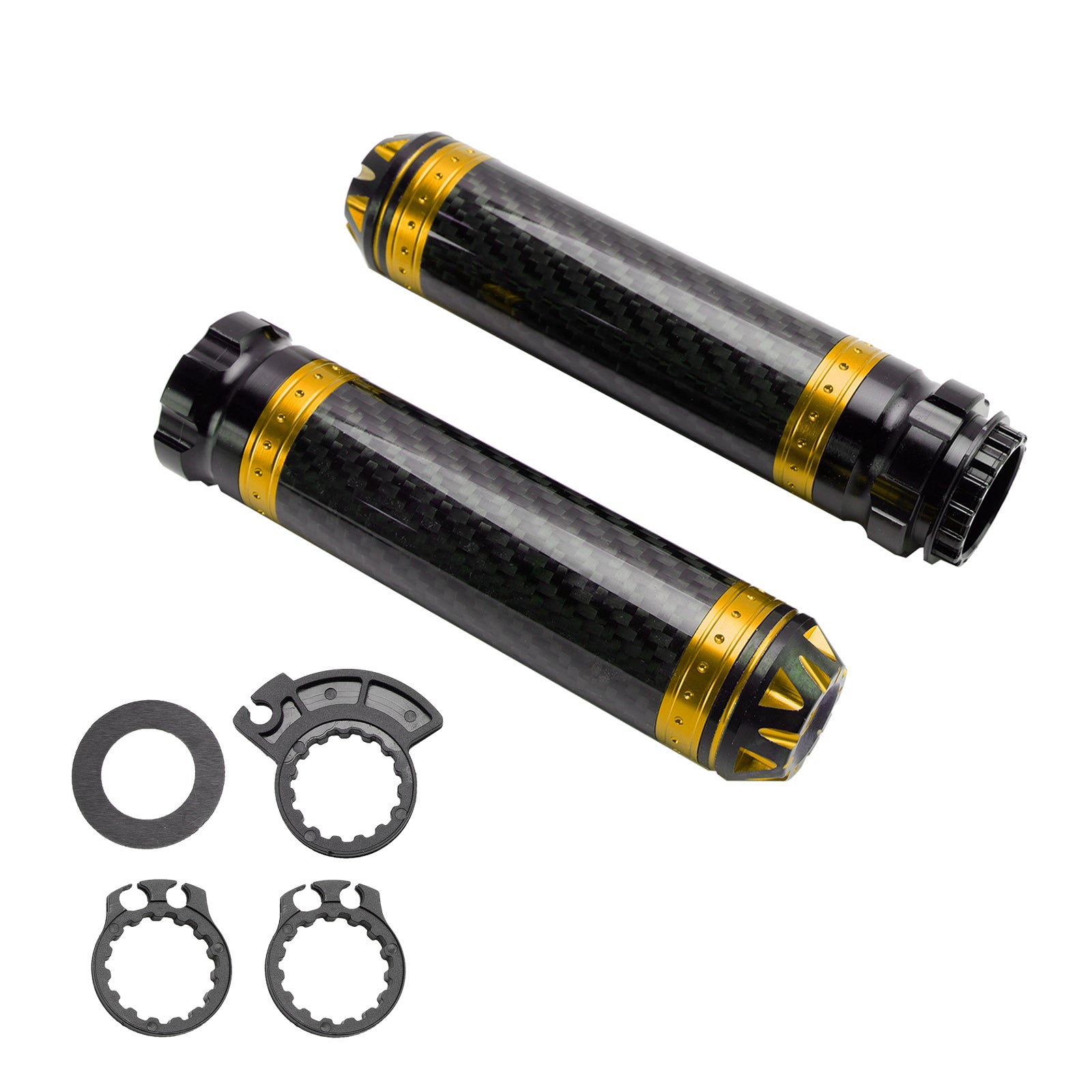7/8"/22mm Motorfiets Stuur Handgrepen Carbon Universeel Groen Voor Motorfiets Zilver