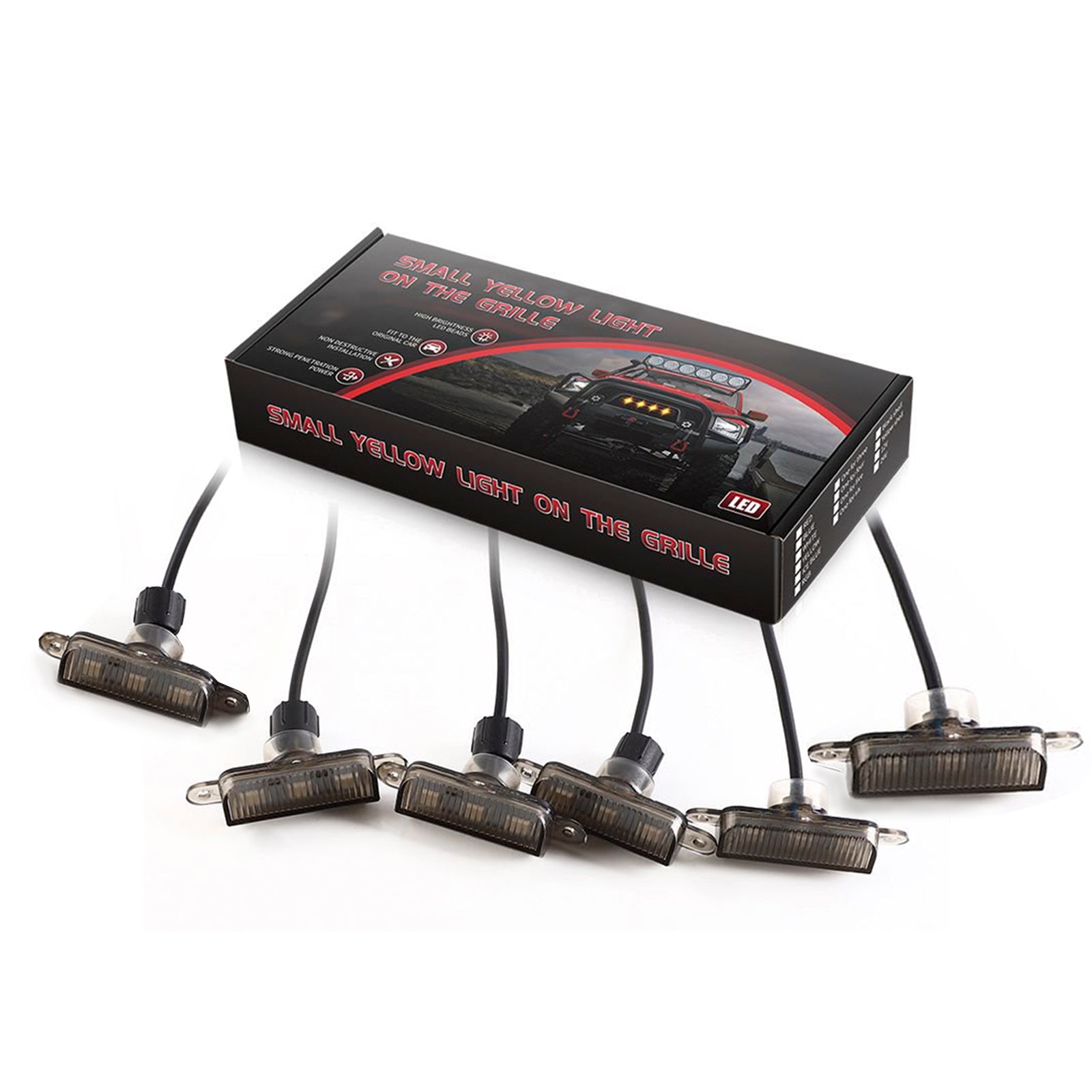 6pcs grade frontal LED RGB com controlador de aplicativos para veículos off-road SUV