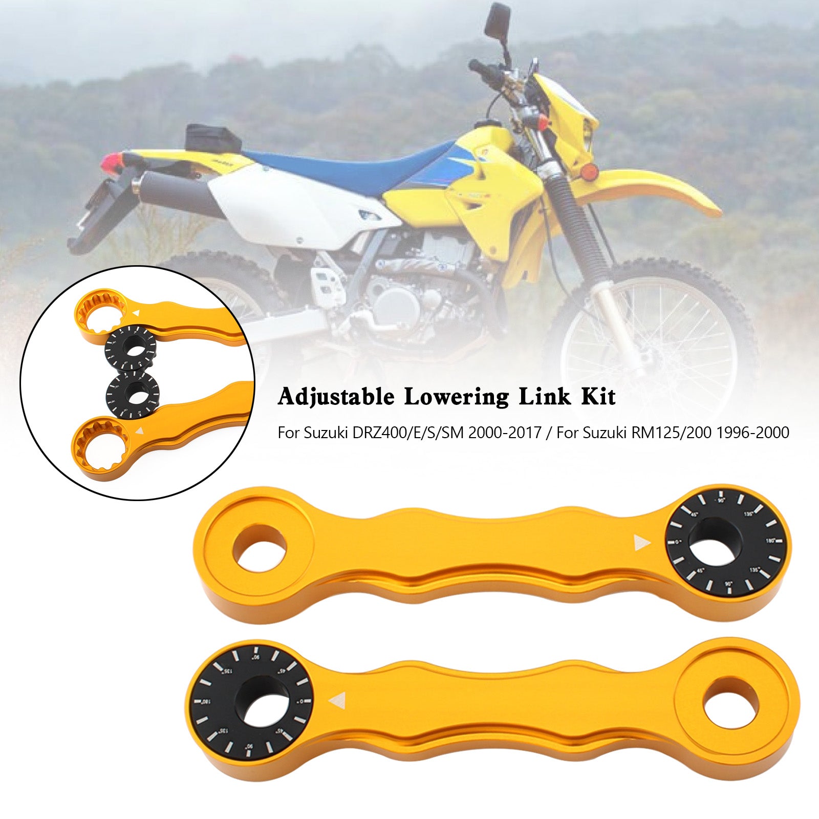 Adjustable Lowering Link Kit For Suzuki DRZ400/E/S/SM 00-17 RM125/200 96-00 Gold