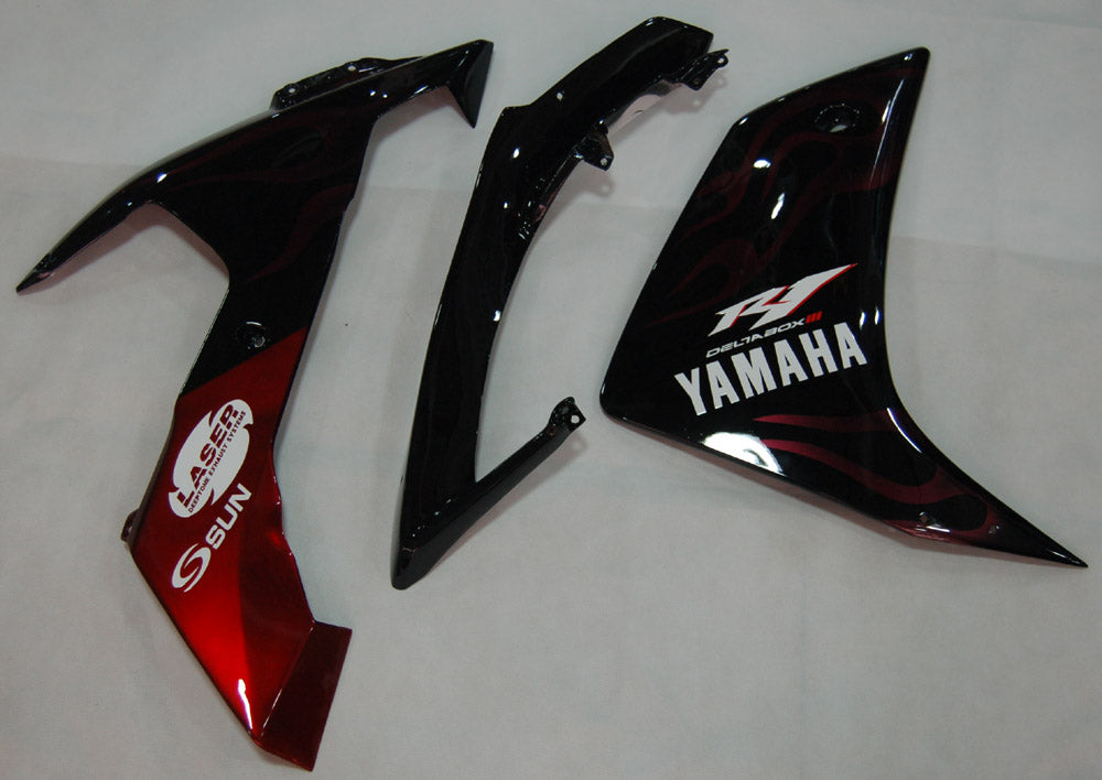 2007-2008 Yamaha YZF-R1 Carénages de course flamme noire et rouge générique