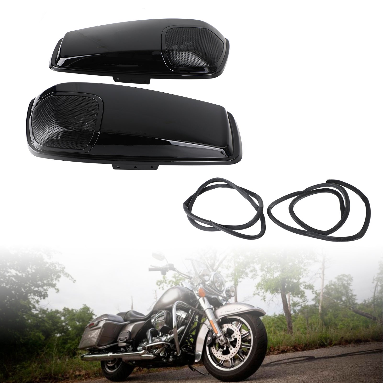 2014-2020 Harley Touring Road Street Glide Harde Zadeltas 5x7" Luidsprekerdeksels