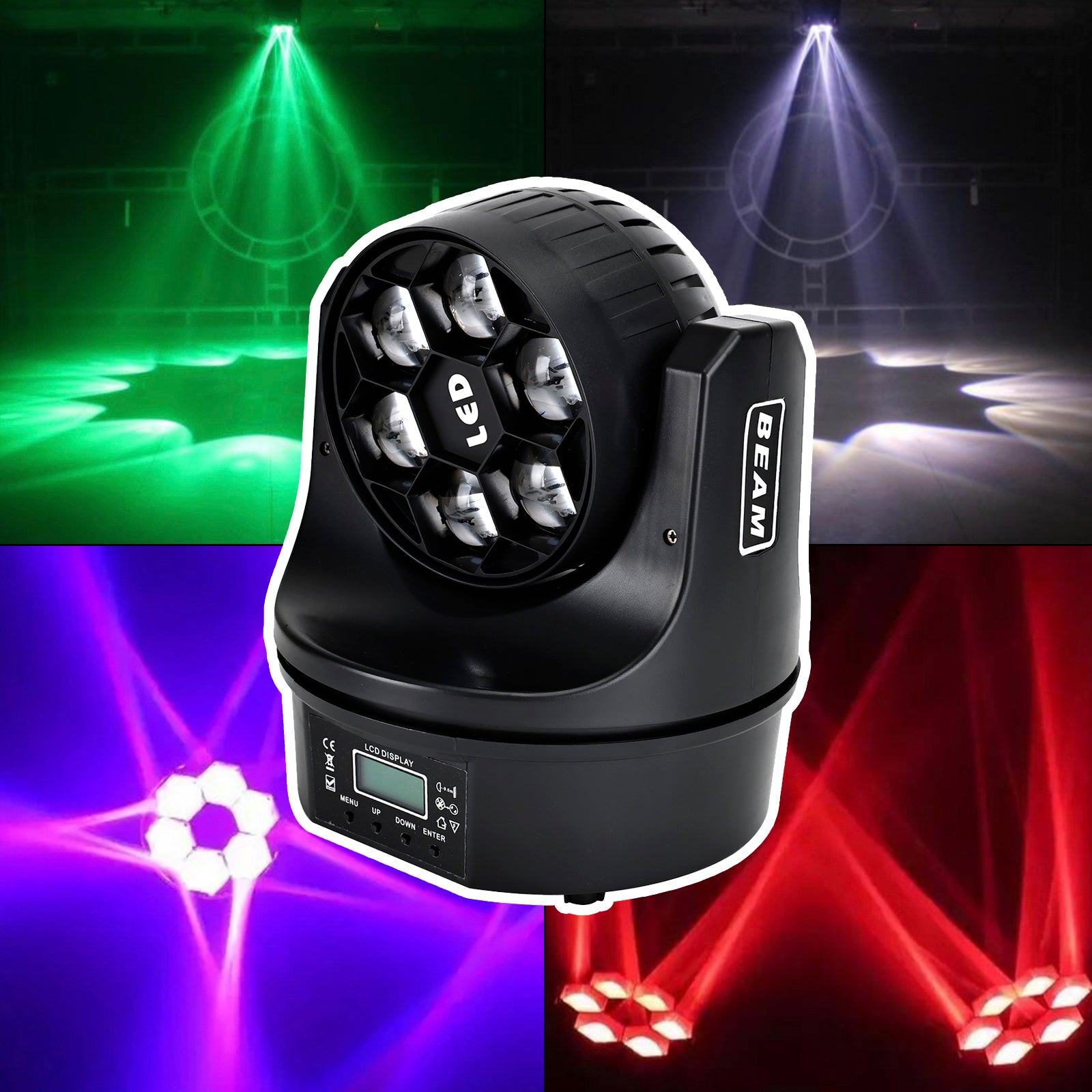 6*15W Bee Eyes LED RGBW Beam Moving Head Disco DJ Party Effect Scene Light