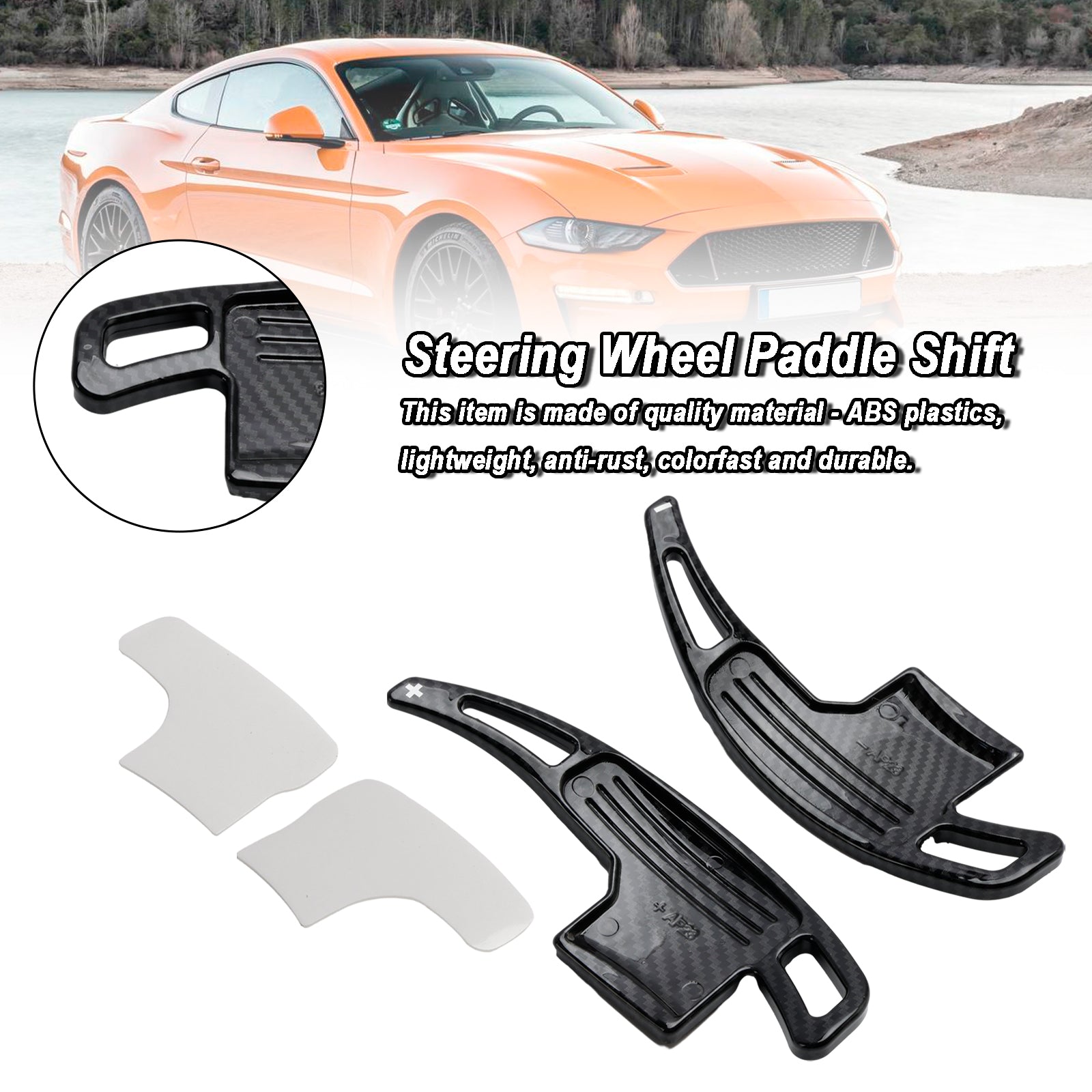 Accessoires de garniture de levier de vitesse à palettes en carbone pour Ford Mustang 2015-2023, noir