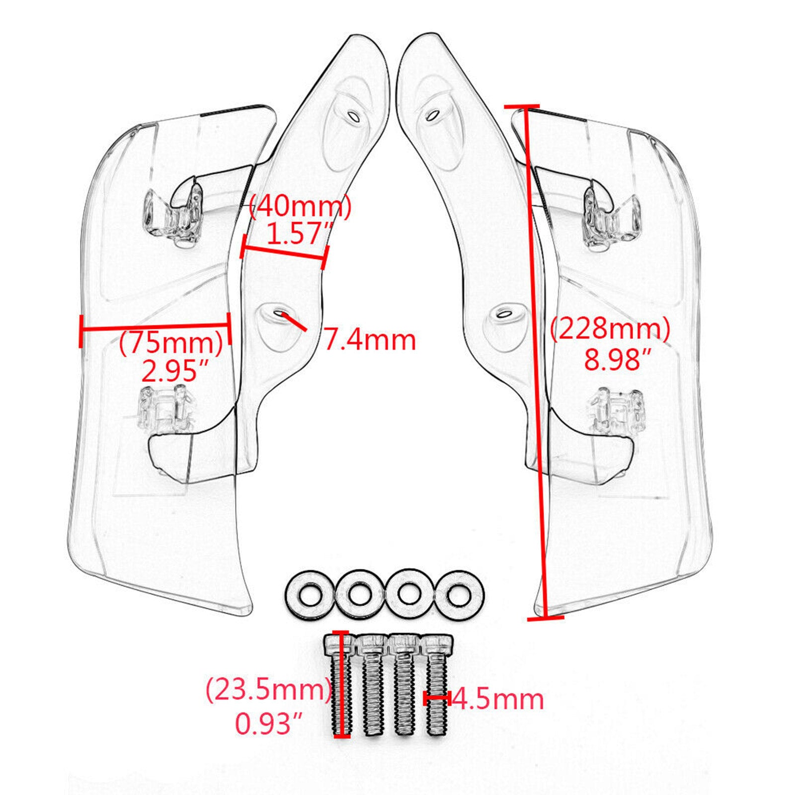 Adjustable Upper Fairing Side Wind Air Deflector For Road Glide 2015-2020 Smoke