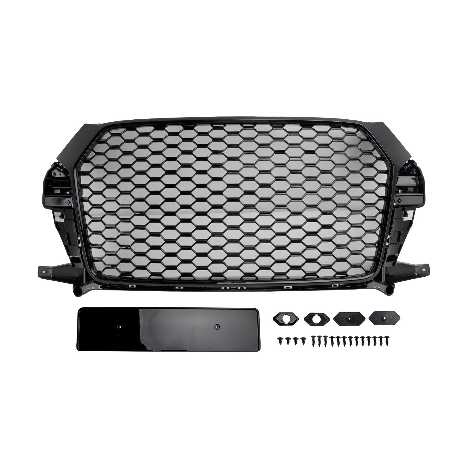RSQ3 Style Front Honeycomb Grille Grill Fit Audi Q3 2016-2018 Gloss Black