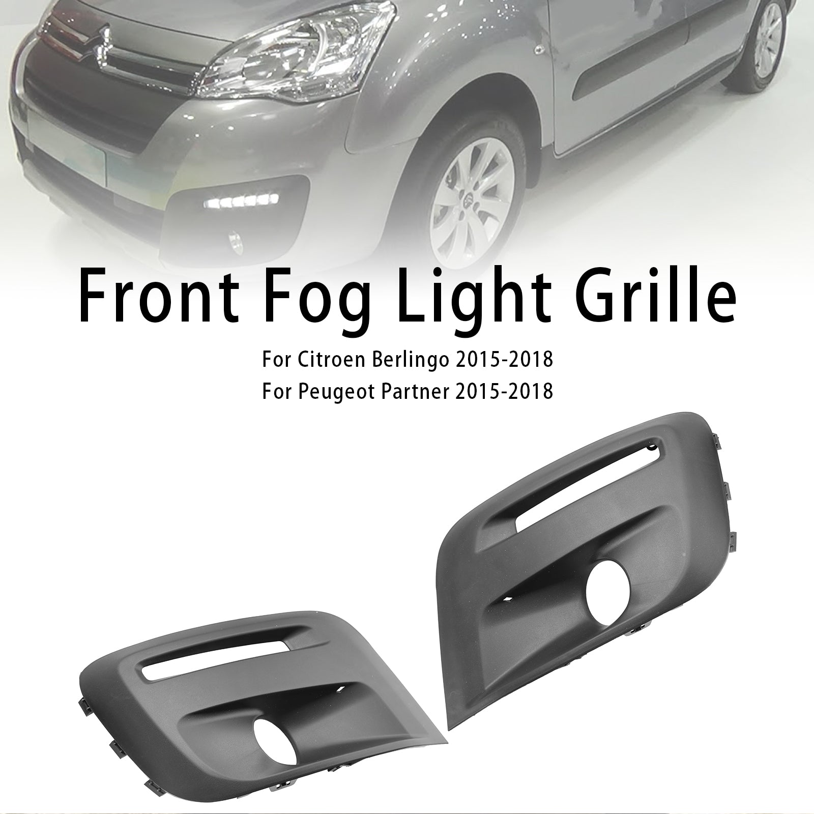 Front Bumper Foglight Grille Fit Citroen Berlingo Fit Peugeot Partner 2015-18