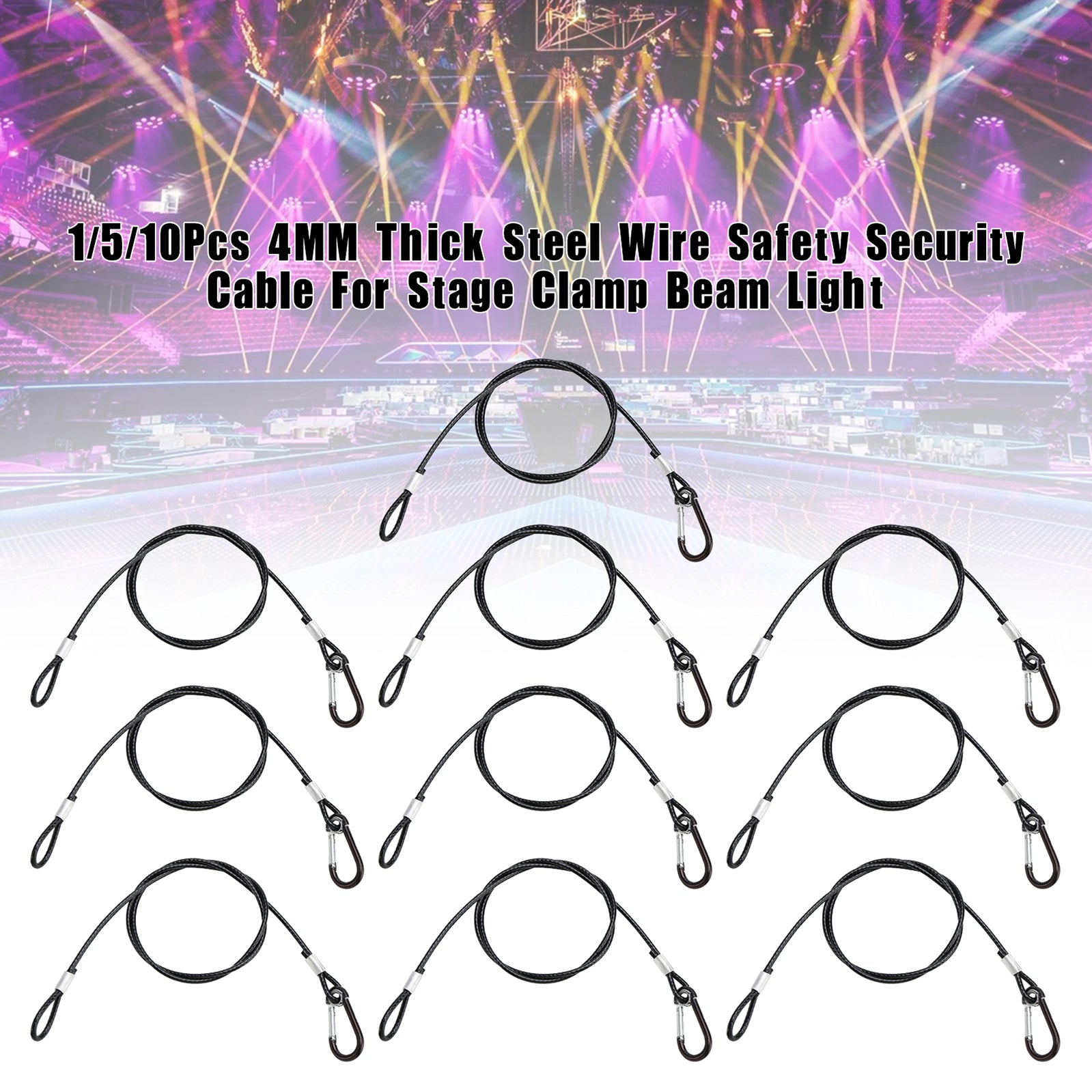 1/5/10Pcs 4MM Thick Steel Wire Safety Security Cable For Stage Clamp Beam Light