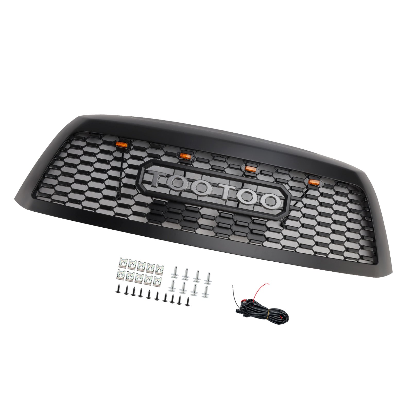 Matte Black Front Bumper Grill Grille Fit Toyota Sequoia 2008-2018 With Led