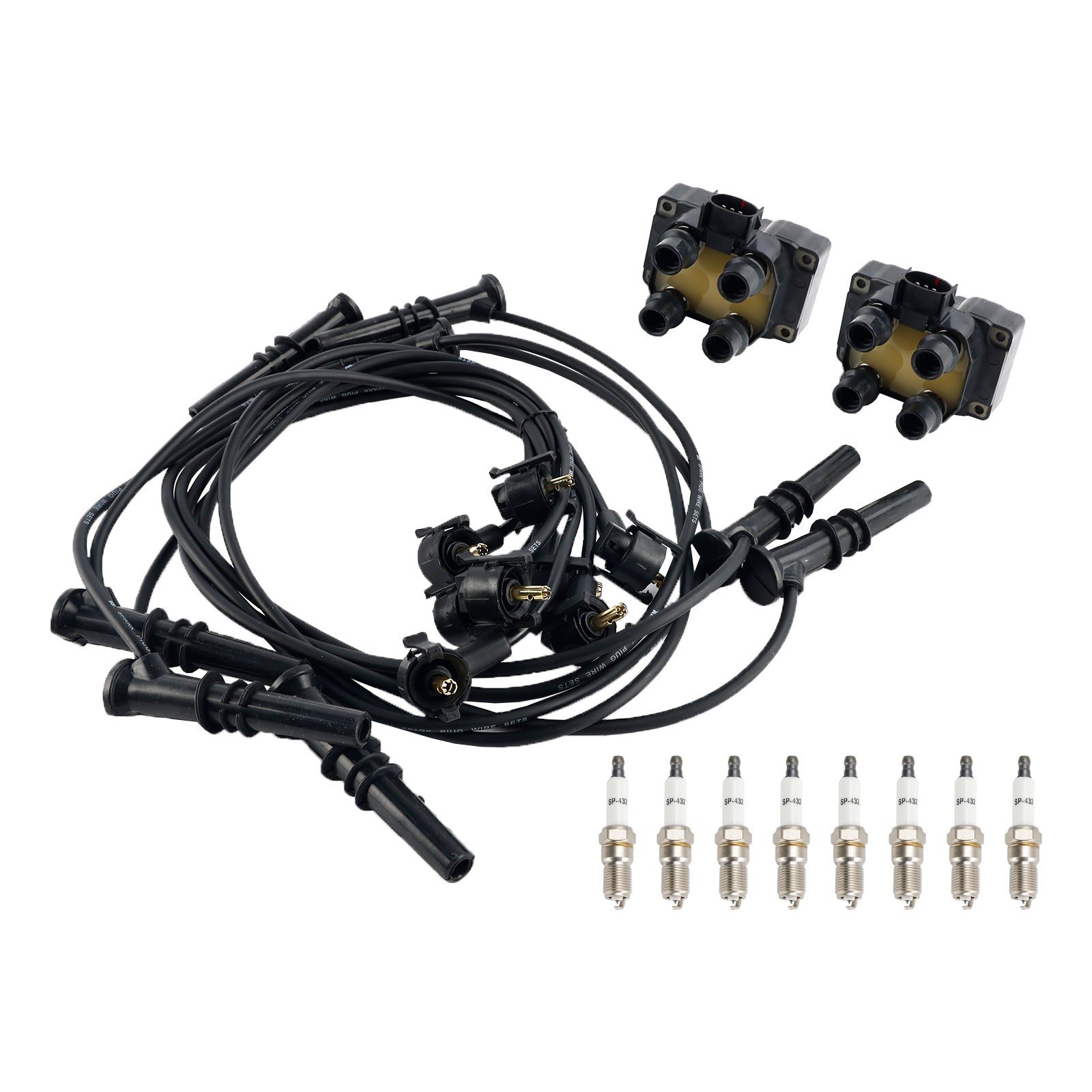 1997-2001 Mercury Mountaineer V8 5.0L 2 Ignition Coil Pack 8 Spark Plugs and Wire Set FD487 SP432