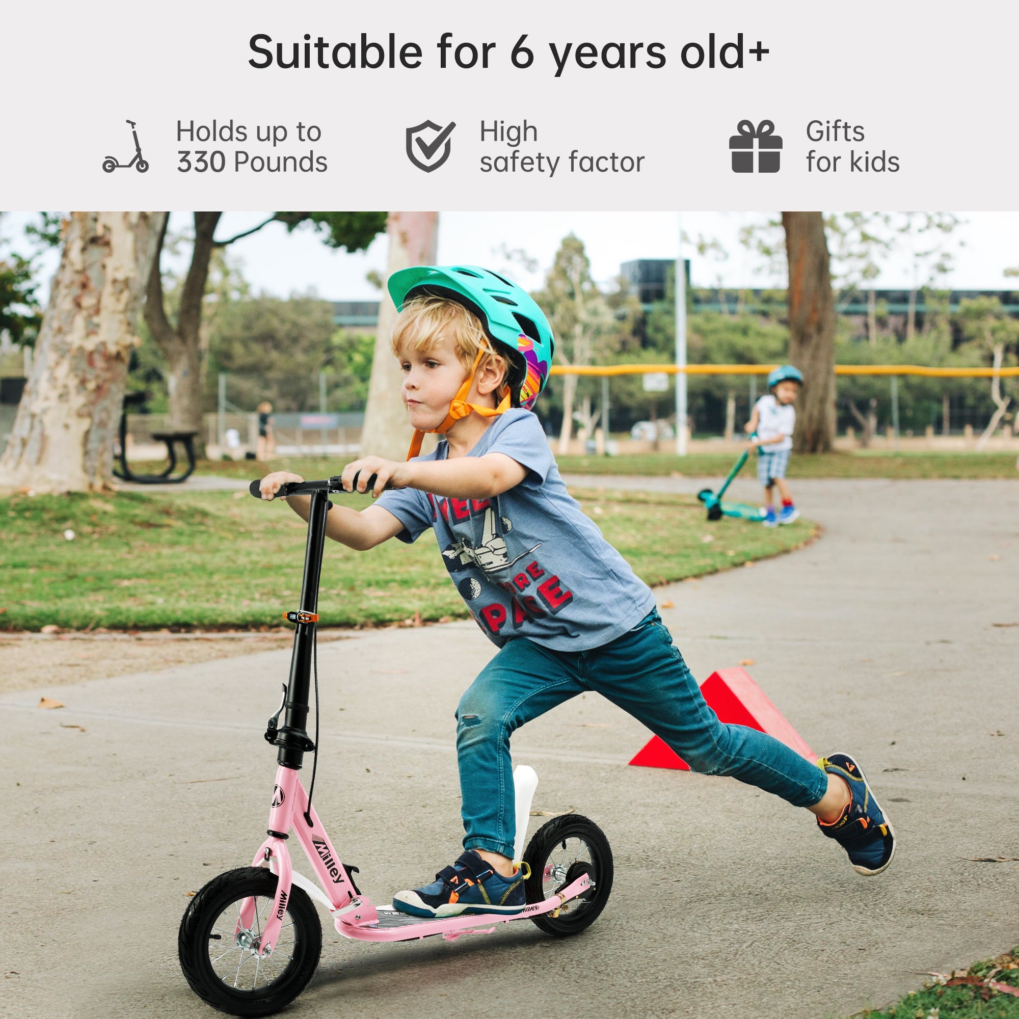 12" Large Smooth Rolling Rubber Air Tires Shock-Absorbing Foldable Commuter Kick Scooter For Adults and Teens