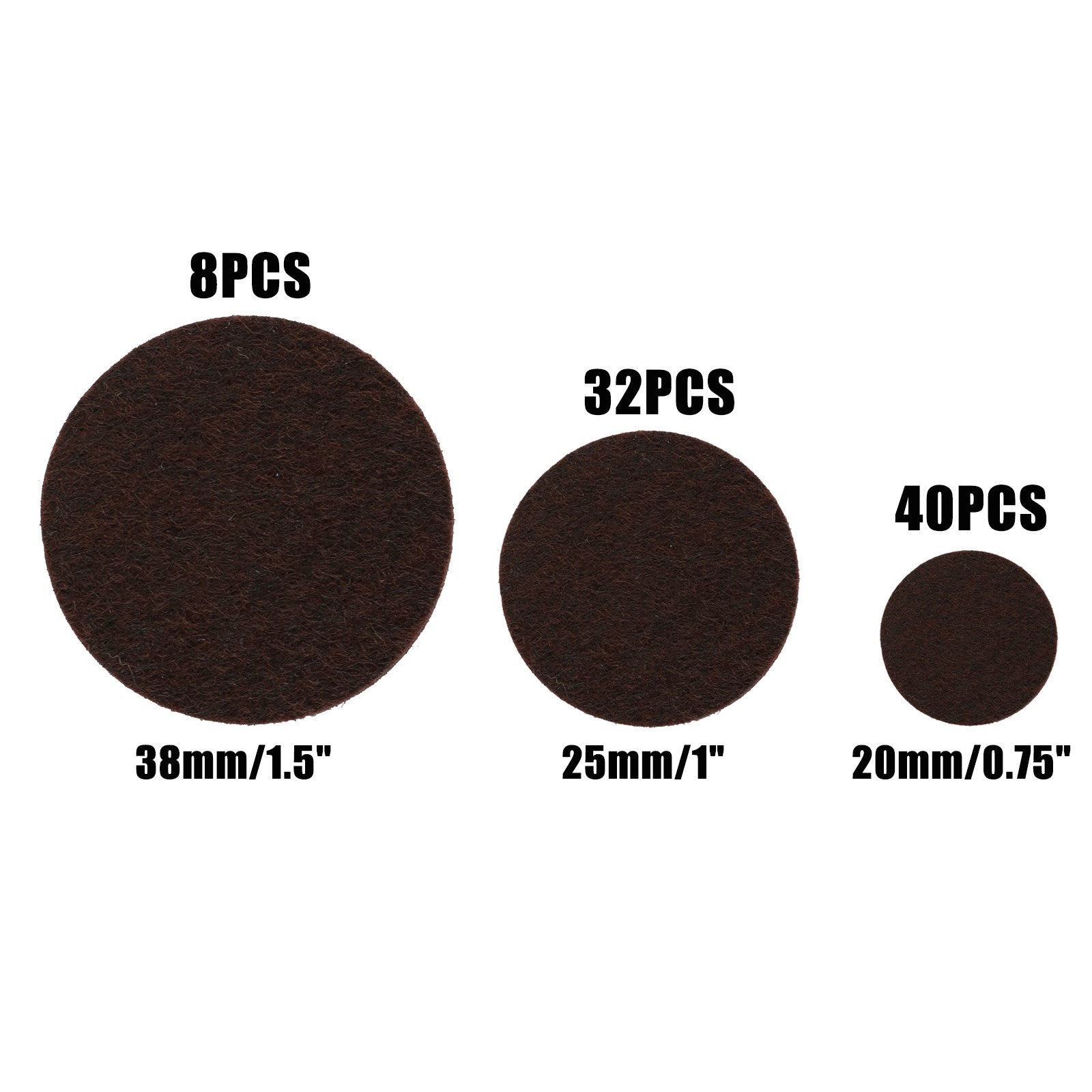 80 Piece Self-Stick Furniture Felt Pads for Hard Surfaces Brown