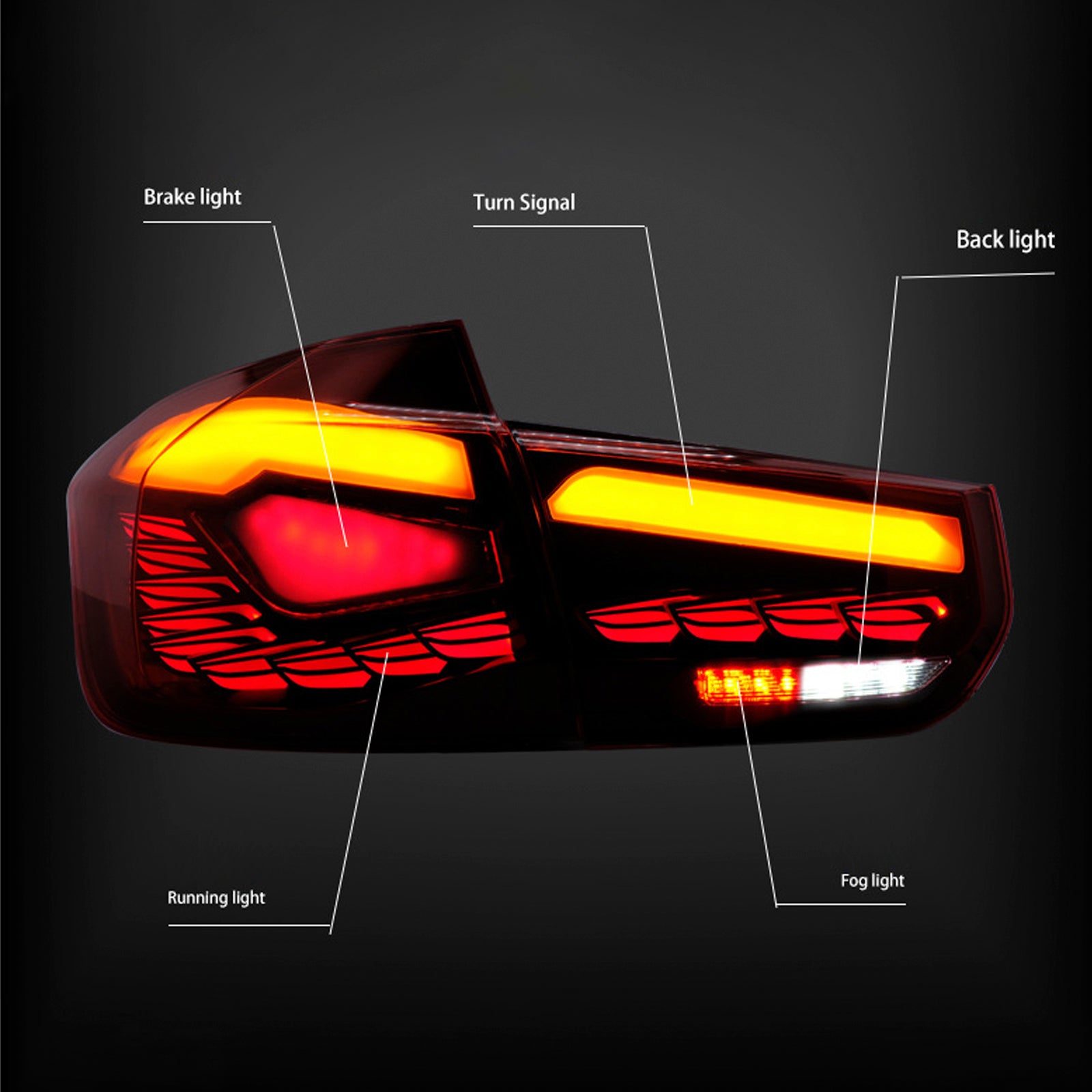 BMW Série 3 F30 330D/335D XDrive L 2012-2018&Ensemble de feux arrière à LED rouges R 63217313039 63217372793