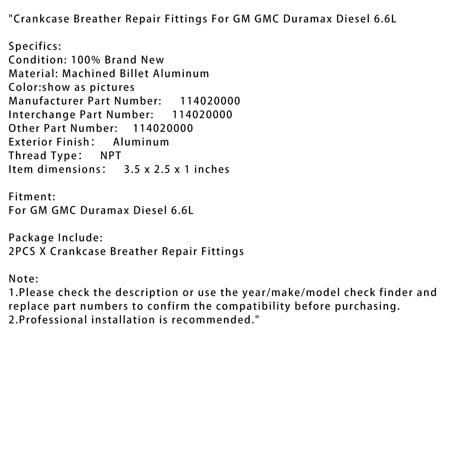 GM GMC Duramax Diesel 6.6L Crankcase Bushing Repair acessórios