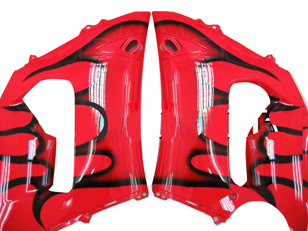 2005-2006 Kawasaki ZX6R 636 Fairings Red & Black Flame Ninja Racing Generic