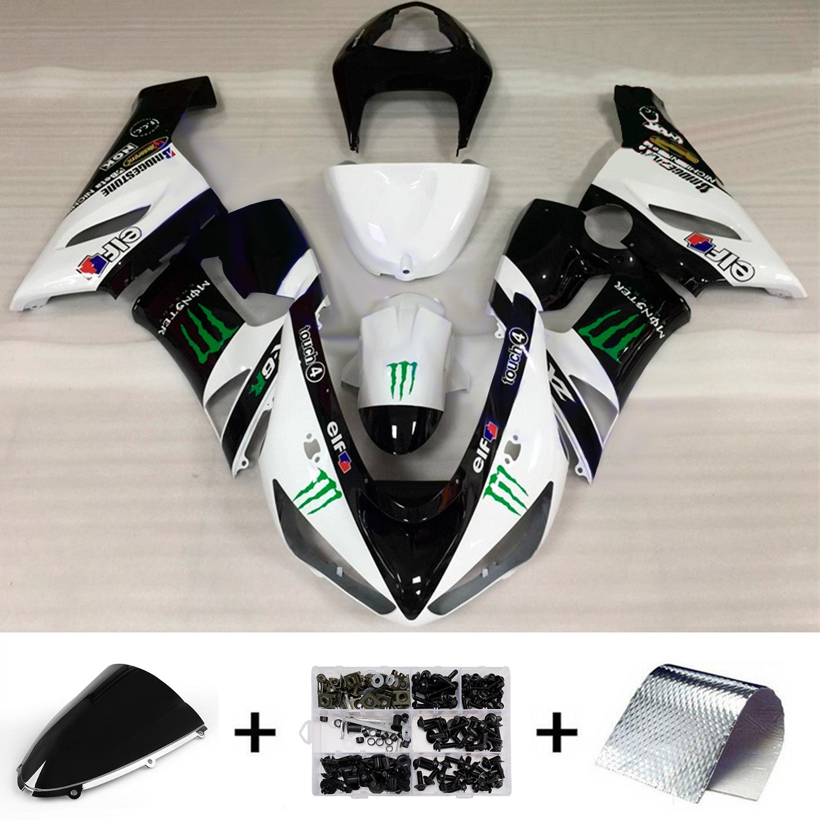 Injection Fairing Kit Bodywork Plastic ABS fit For Kawasaki ZX6R 636 2005-2006