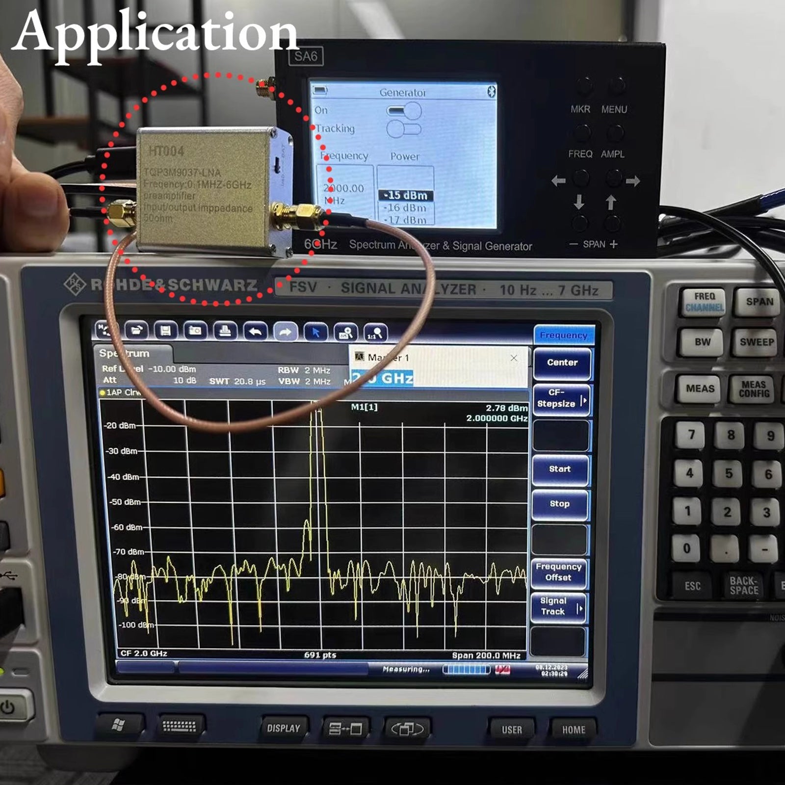 Amplificateur à faible bruit pleine bande 100K-6GHz, préamplificateur de puissance à Gain élevé 20dB HT004