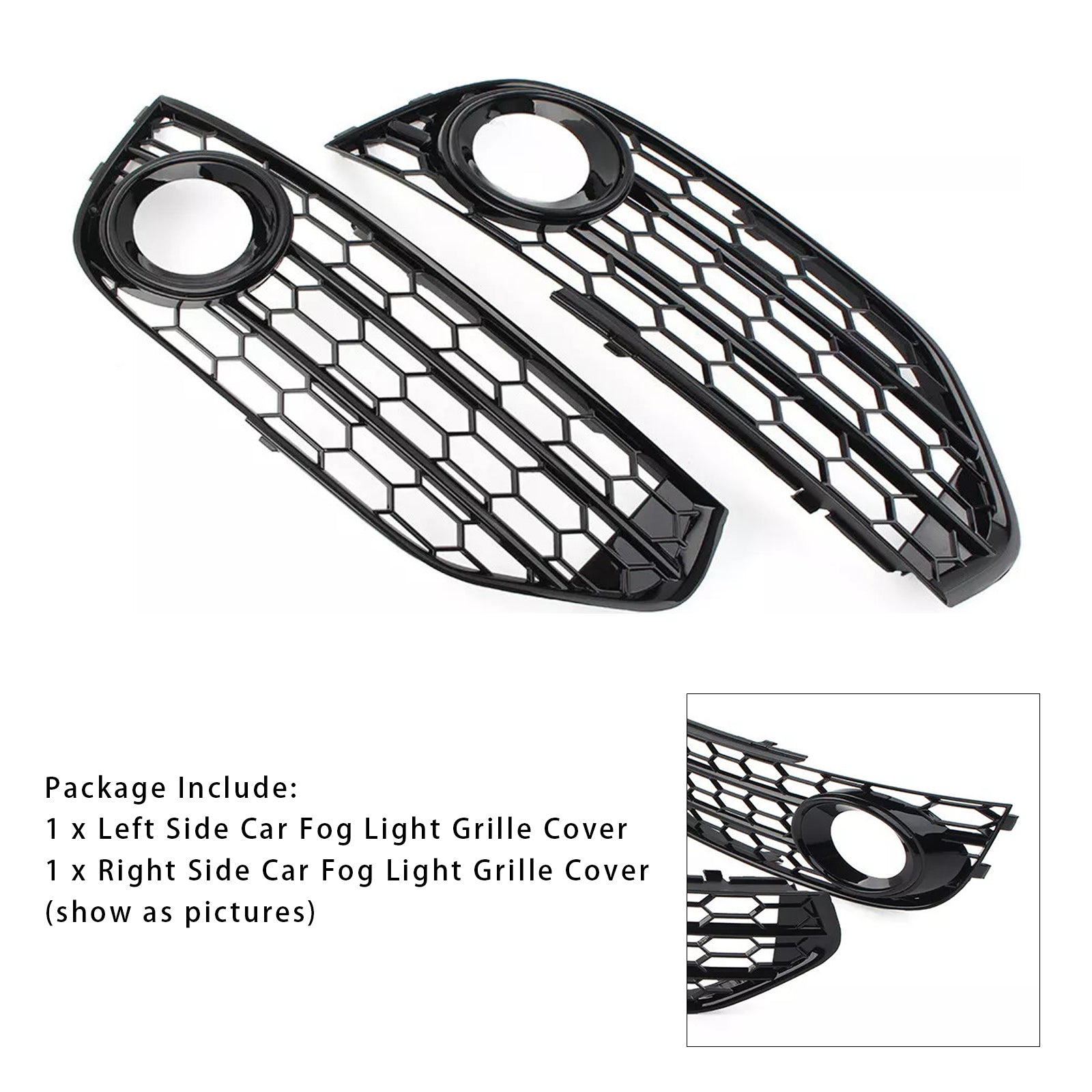 2010-2015 Audi A4 Allroad B8 Front Bumper Honeycomb Fog Grille Cover Black