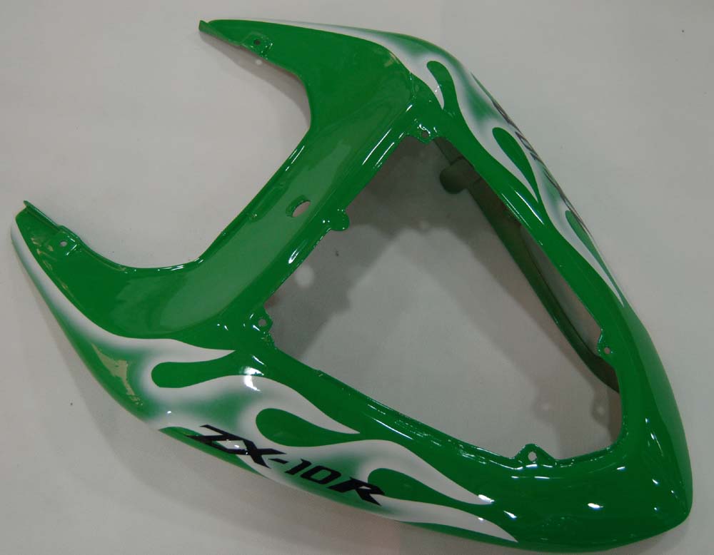 2006-2007 Kawasaki ZX 10R Green & White Flame Racing Fairings Generic