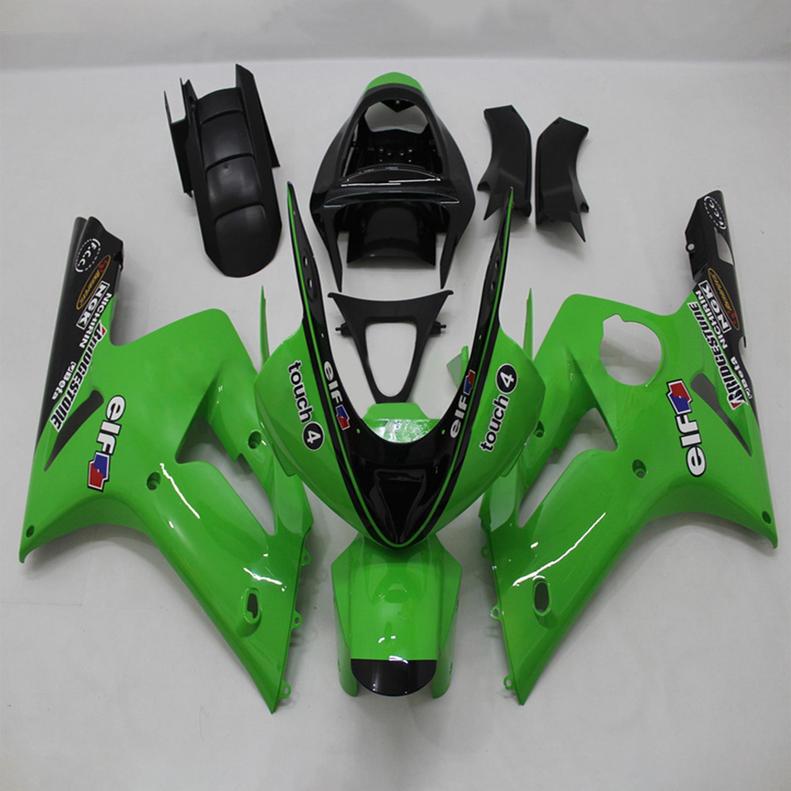 2003-2004 Kawasaki ZX6R 636 Injeksjon Fairing Kit Bodywork Plastic ABS#124