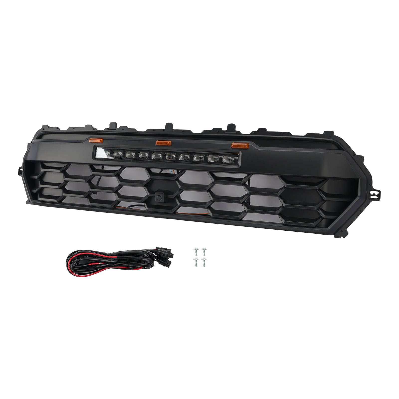 Black Front Bumper Grille Grill Fit Toyota Tacoma 2024+ With Led & Light Bar
