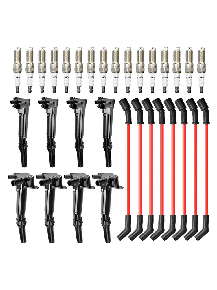 8 Ignition Coil+16 Spark Plug+8 Wires UF834 UF865 For  Ford F-250 F-350 E-450