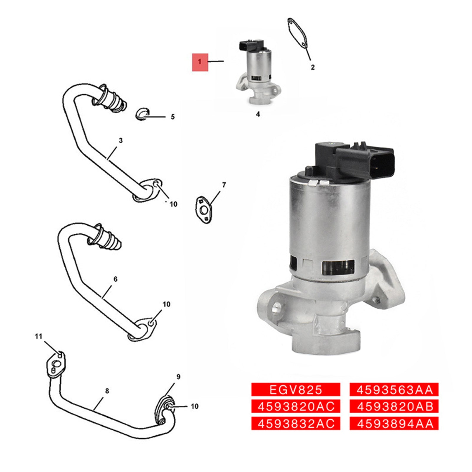 EGR-klep geschikt voor Chrysler voor Dodge Avenger Magnum 4593894AA 4593563AA