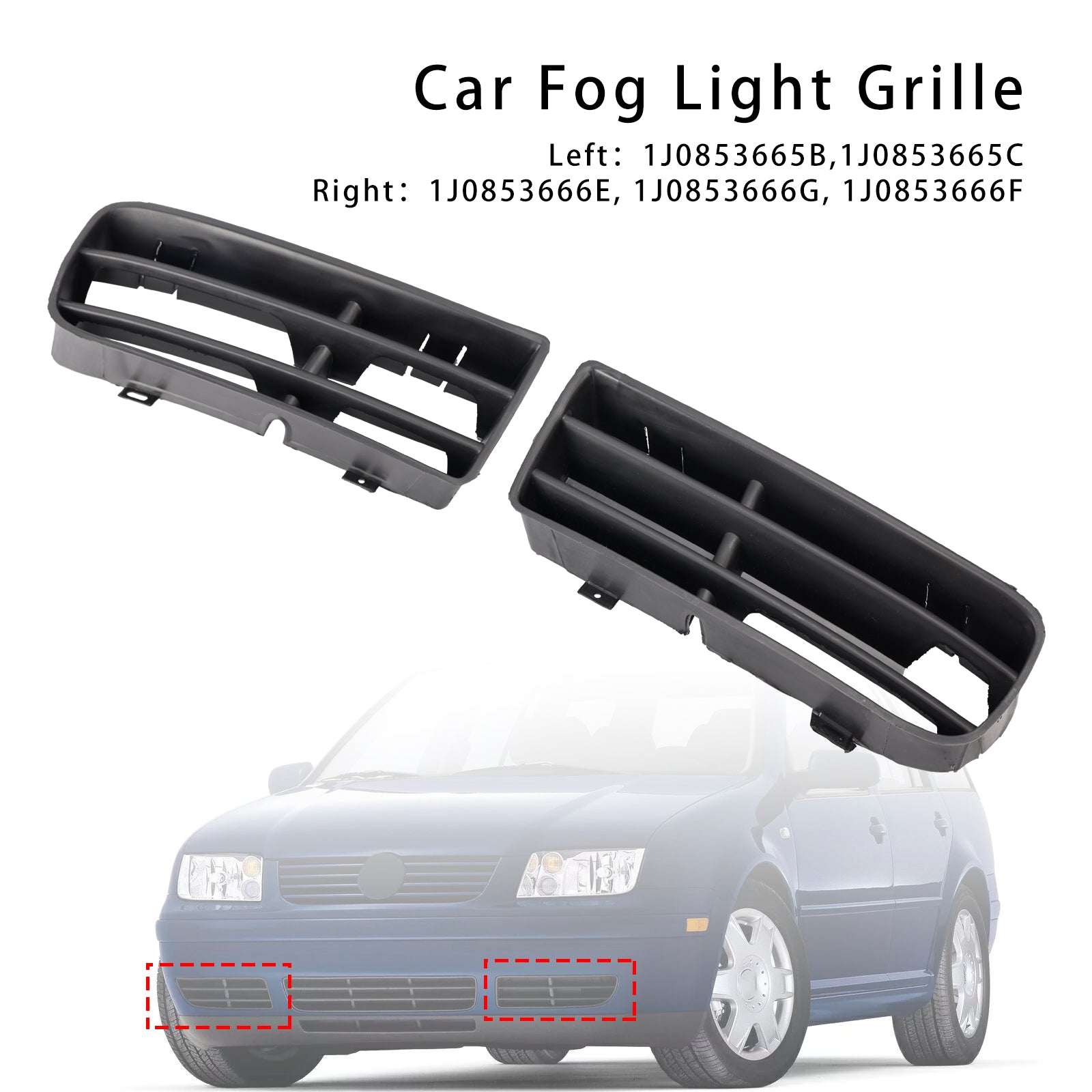 1998-2004 VW Golf IV MK4 1 paar voorbumper mistlamp grill cover bezel 1J0853665B 1J0853666E