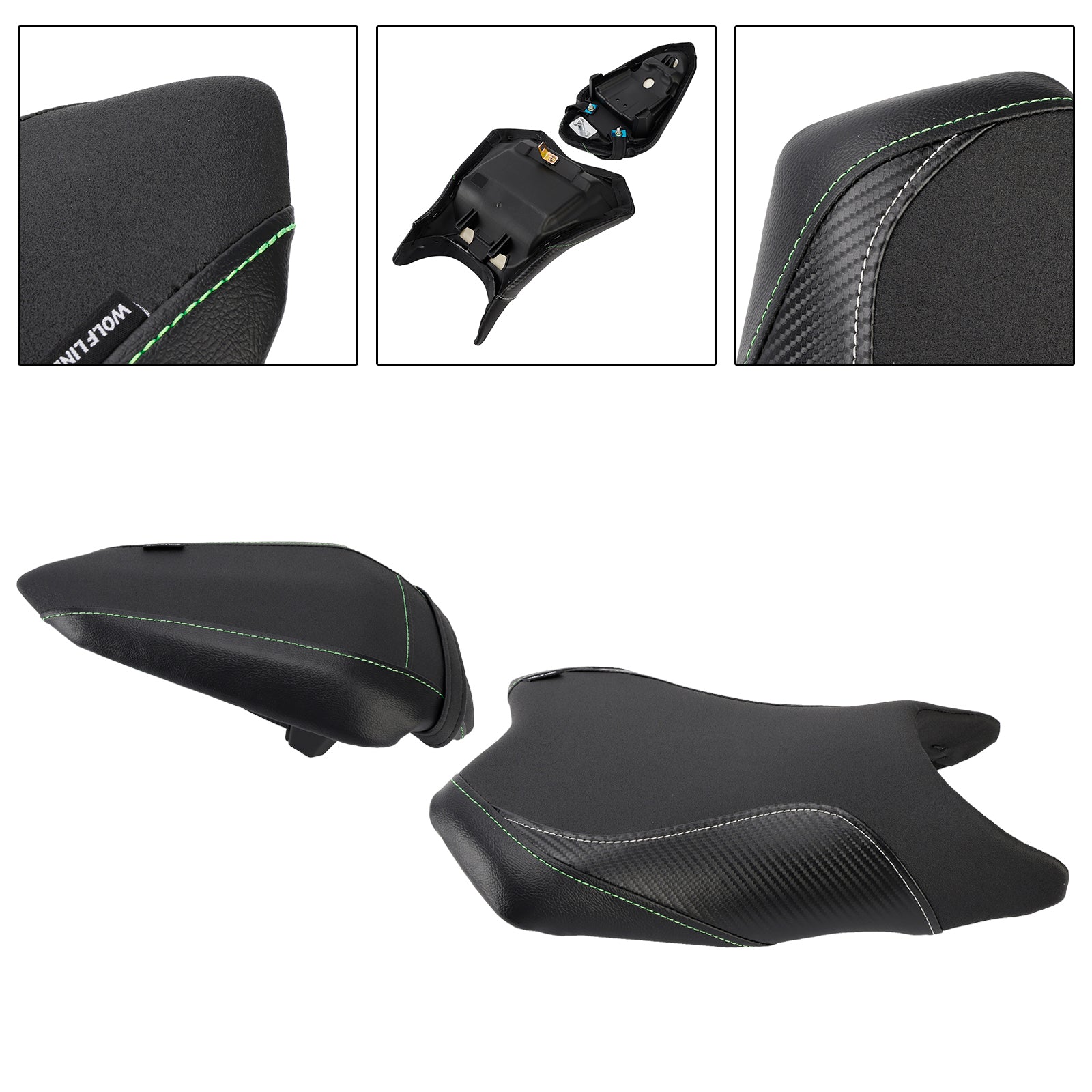 Front&Rear Raider Passenger Cushion Kit Black1 For Kawasaki Ninja 500 Z500 24-25