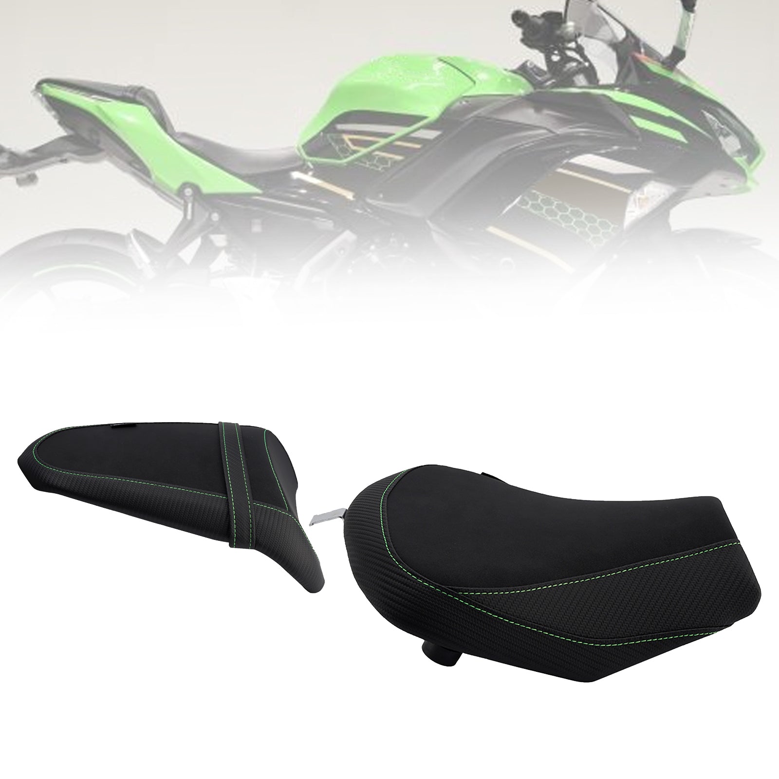 Front&Rear Raider Passenger Cushion Kit Green For Kawasaki Ninja 650 Z650 17-25