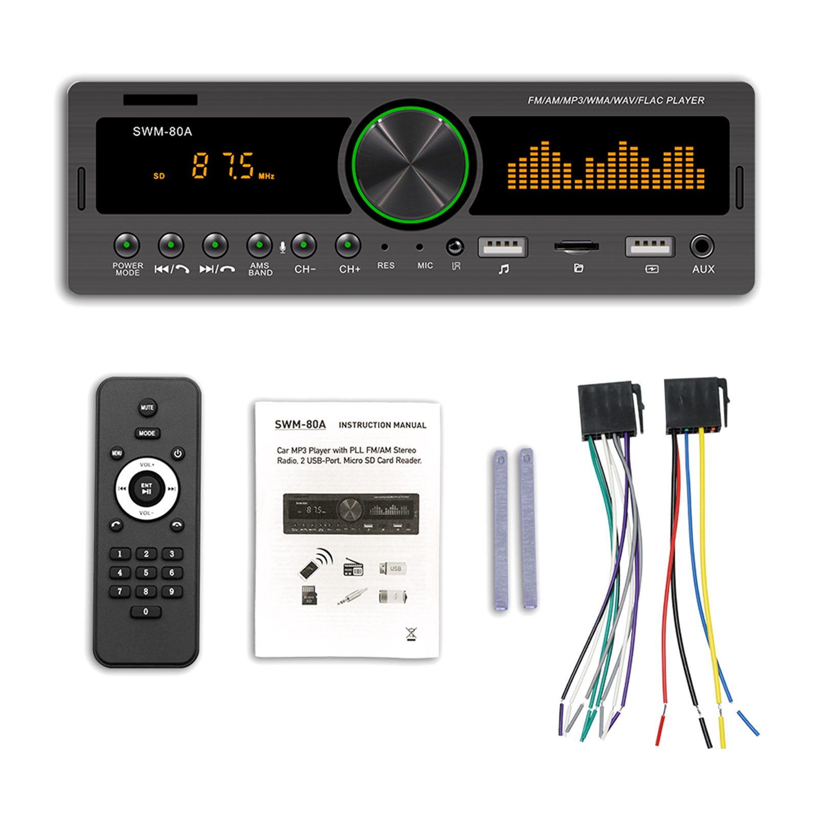 SWM-80A 1 DIN autoradioradio met ondersteuning voor positionering MP3-speler Bluetooth FM AM