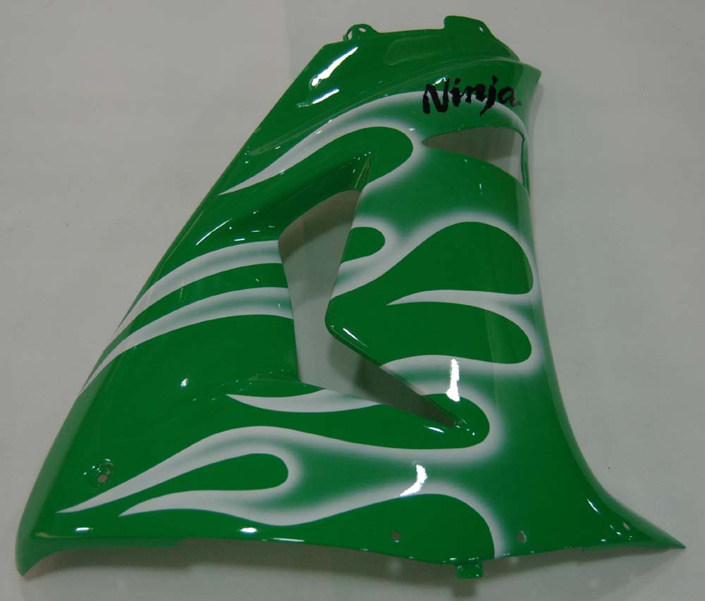 2006-2007 Kawasaki ZX 10R Carénages de course flamme verte et blanche générique