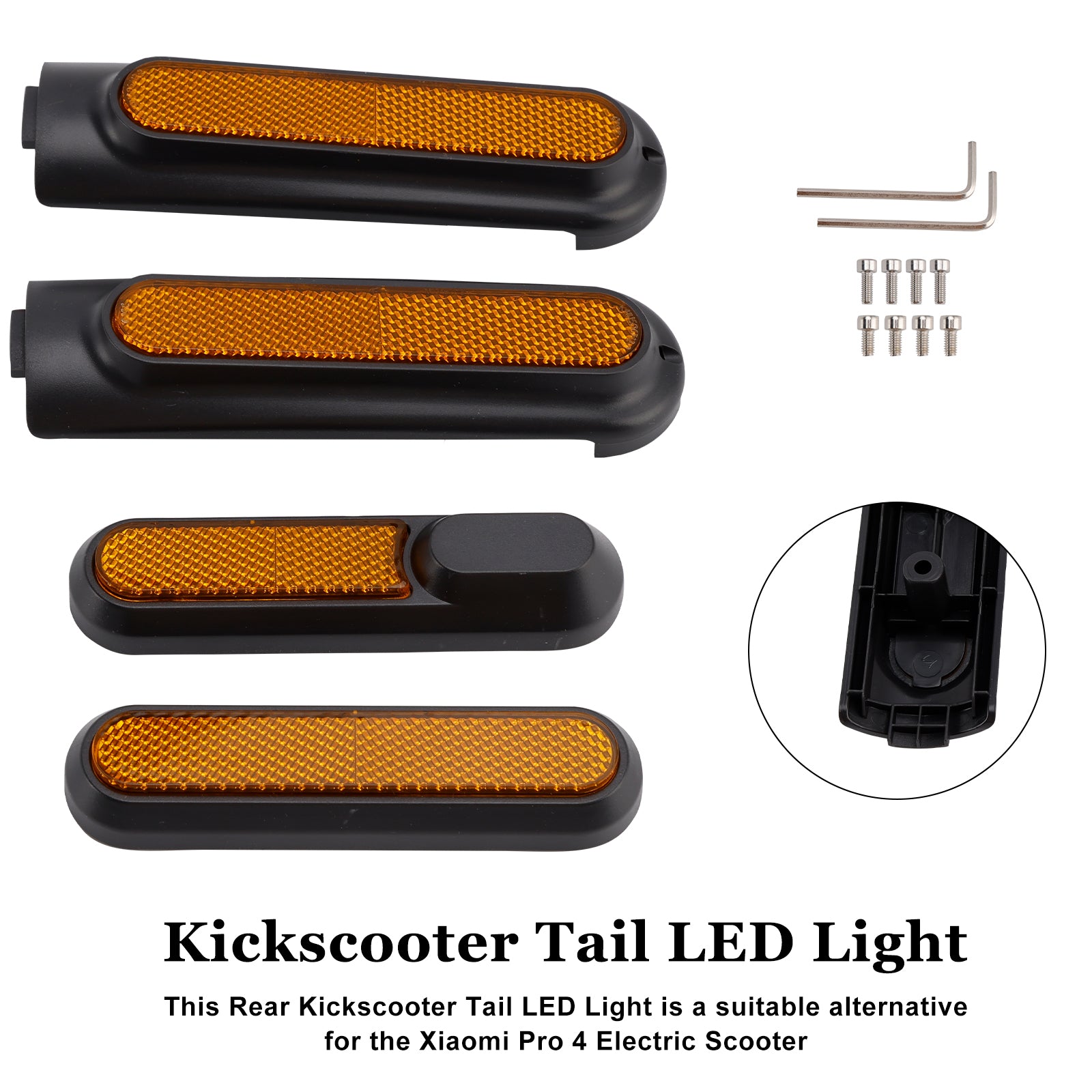 Conjunto de 4 tampas laterais de scooter com refletor traseiro para Xiaomi 4 Pro (1ª geração)