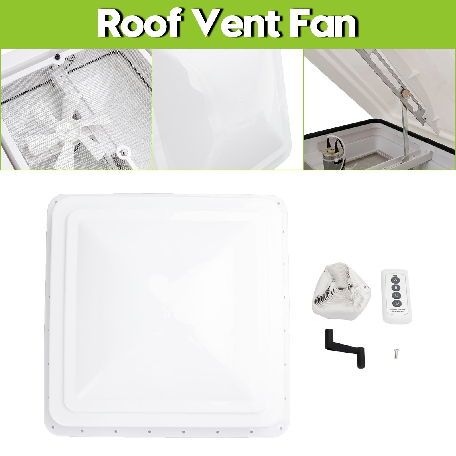 14" Caravan Skylight Roof Vent Remote Control Camper Motorhome RV Exhaust Fan