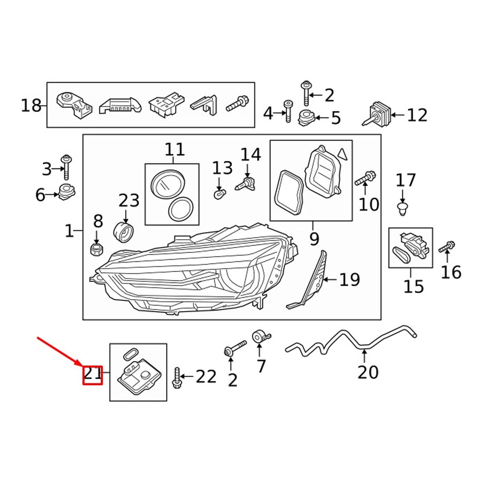 2018-2024 Audi A5/S5 Cabriolet LED Headlight PR:8IT+8G4+GPO LED Light Control Module 4M0907397AD LCM Matrix
