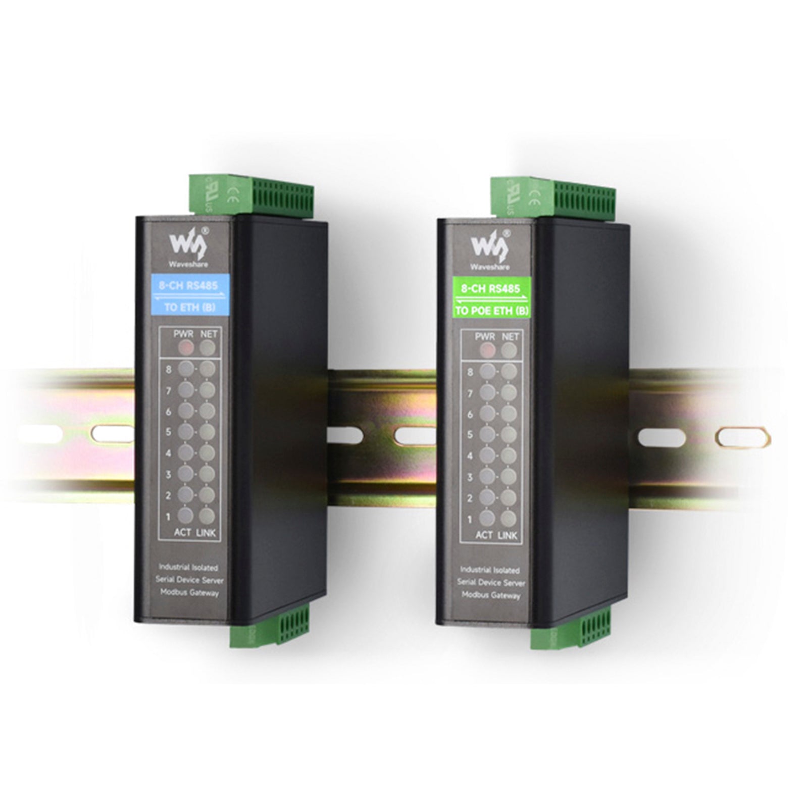 Industriële geïsoleerde seriële poortmodule Achtweg RS485 naar RJ45 Ethernet-gateway