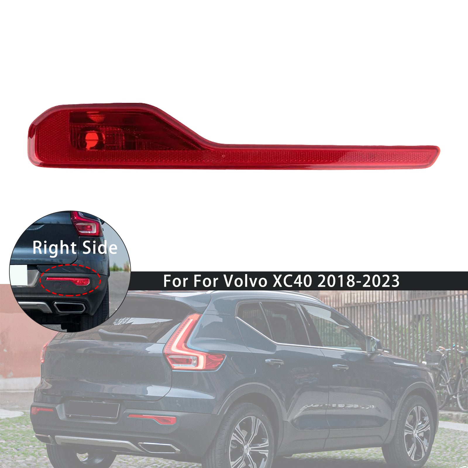 2018-2023 Volvo XC40 Lumière de réflecteur de pare-chocs arrière côté droit sans ampoule 3165686