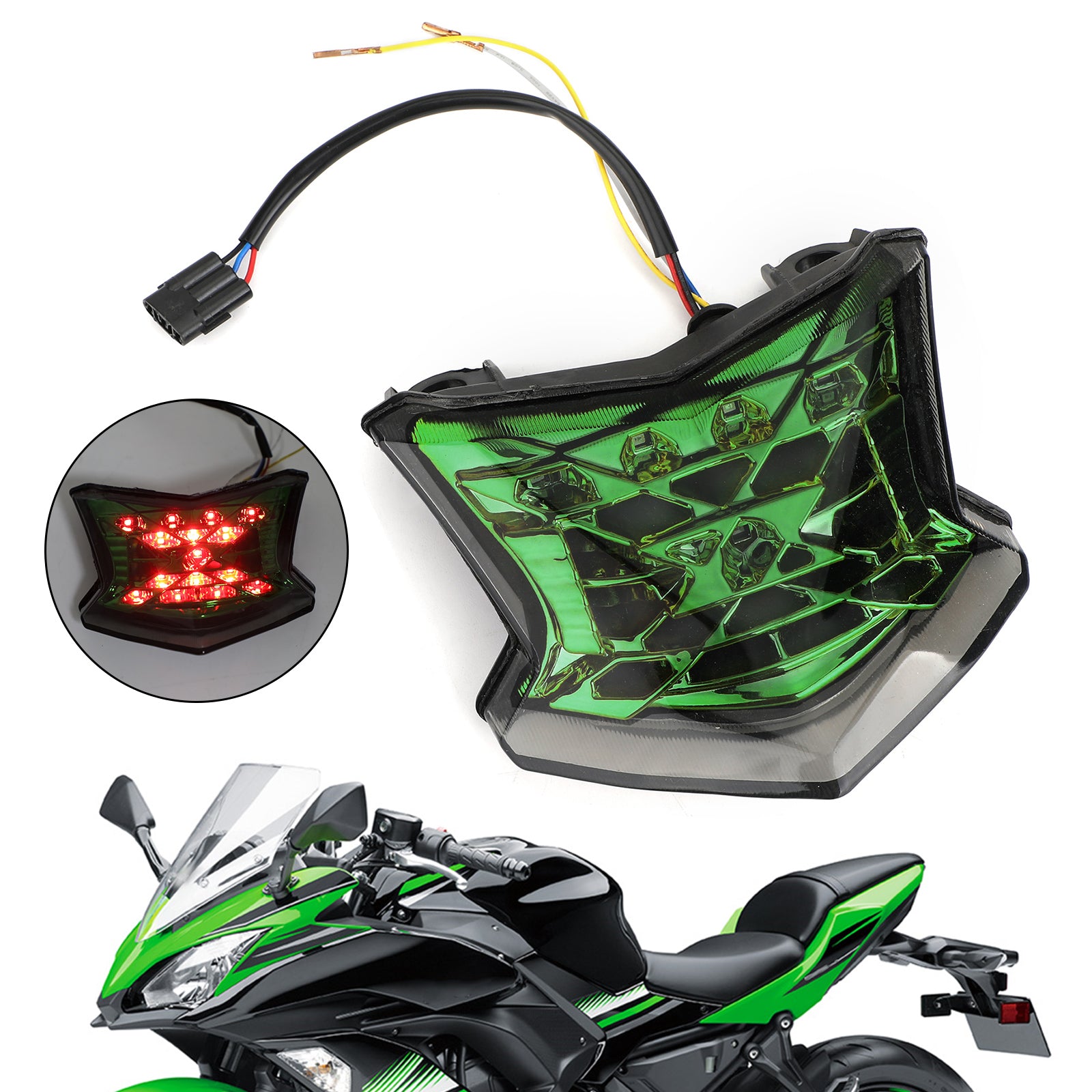 LED rem richtingaanwijzers achterlicht voor Kawasaki Z650 Ninja 650 Z900 17-19 groen