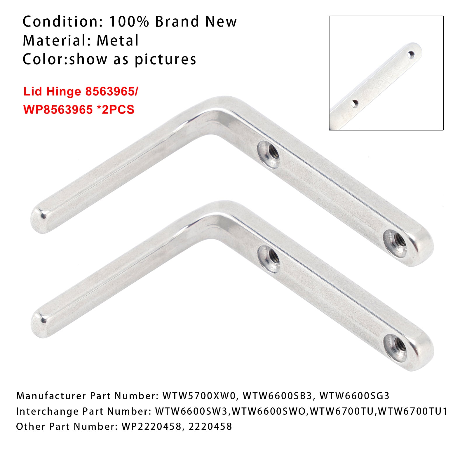 8572974 Hinge For Washing Machine 2PCS