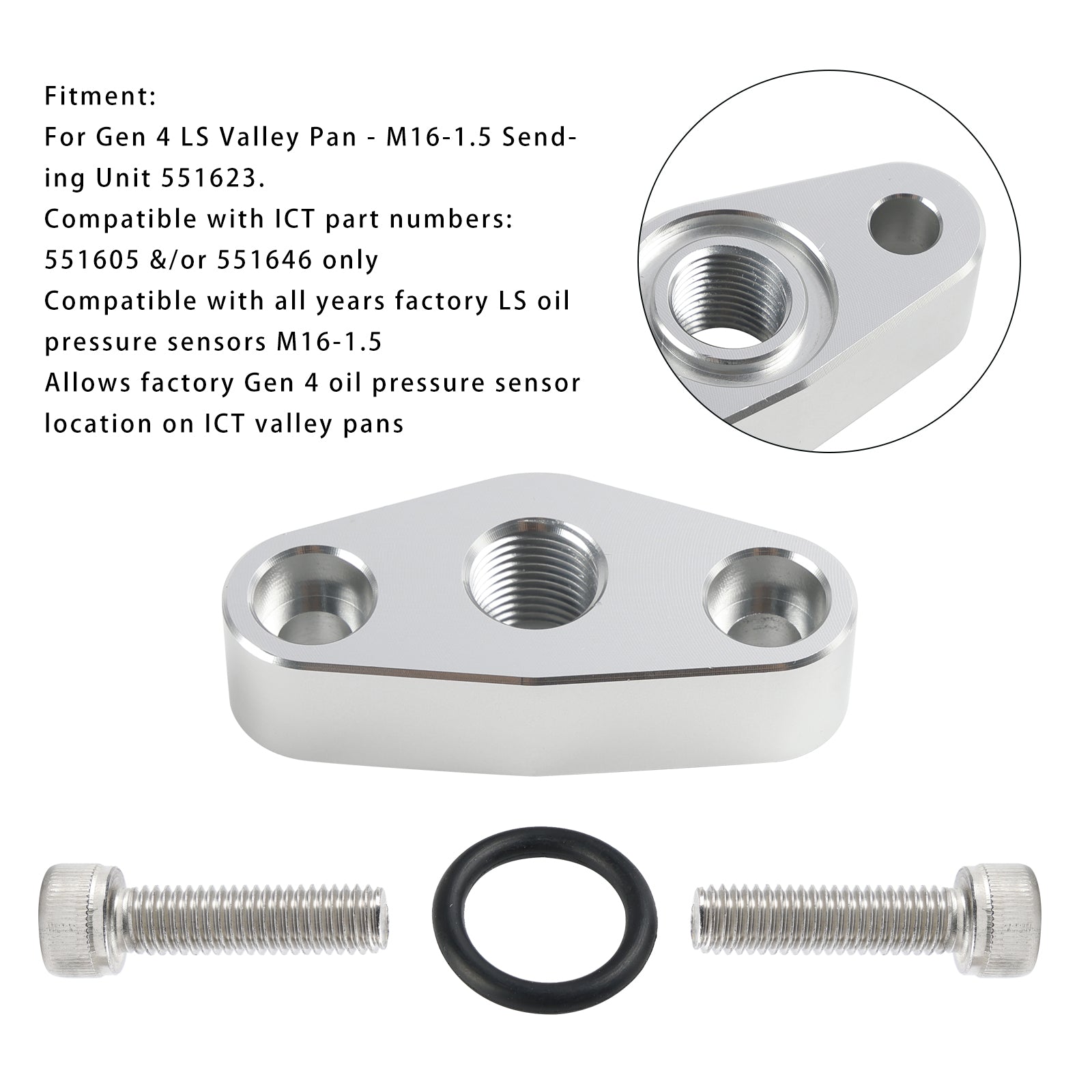 Oliedruksensor adapterplaat M16 x 1,5 551623 voor Chevy LS