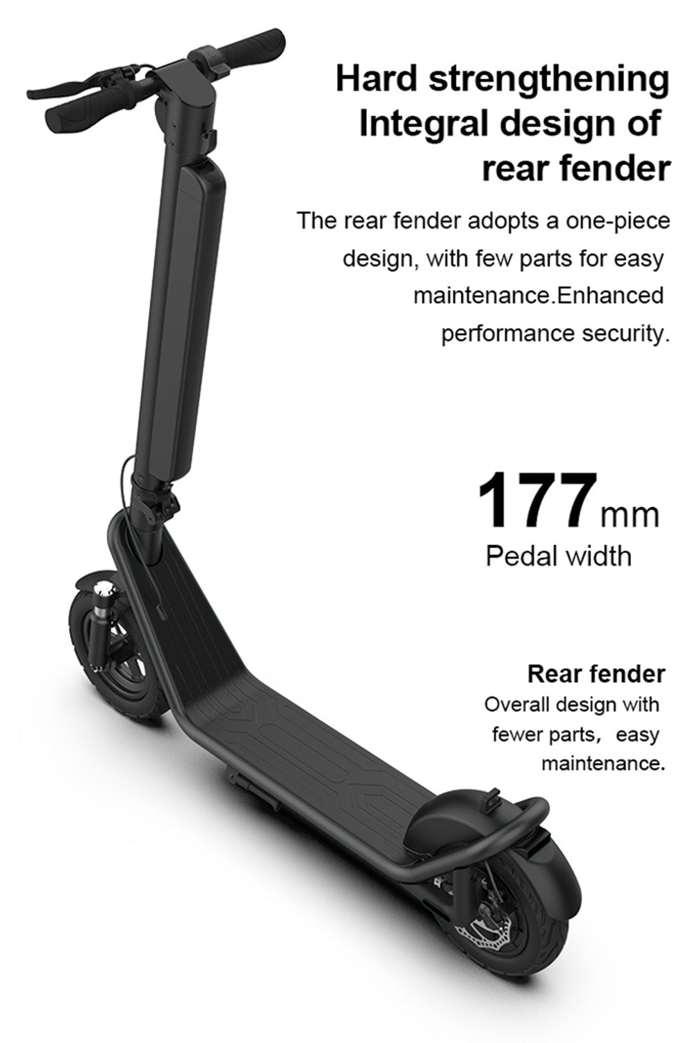 10 inch schokabsorberende opvouwbare elektrische scooter van aluminiumlegering met achterwielaandrijving