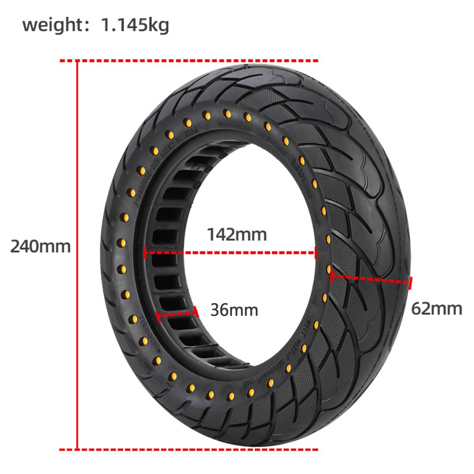 10x2.5 Rubber Solid Tire 60/70-6.5 for KUGOO M4 Honeycomb Tyre Replace